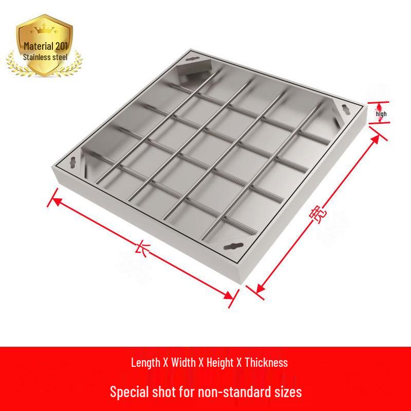 304 Stainless Steel Square Hidden Manhole Cover with Frame & Rain Grate Inspection Chamber Cover