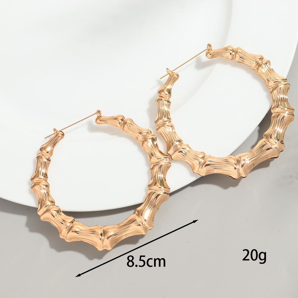 HipHop Gold Sliver Color Bamboo Round Hoop Earrings for Women Statement Big Circle Heart Star Geometric Earings Party Jewelry