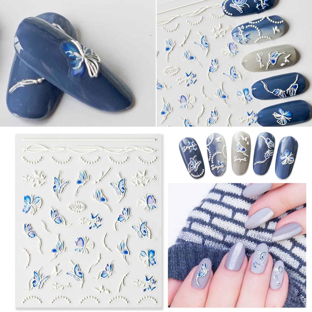 Turkalla 5D Nail Set of Lace Flower Etched and 3D Nail Gel Easy To DIY Flower Art Nail Nail Floral Pattern Stickers, 6, Stickers, Transparent, Effect,