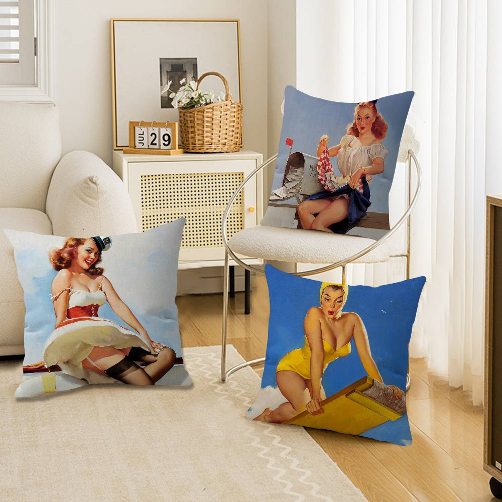 Pin Up Girl Cushion Cover Polyester Sofa Cushions Decorative Throw Pillows Home Decoration Pillowcover