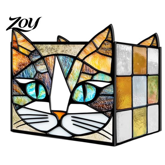 Acrylic Stationery Organizer Stained Glass Style Pen Holder, Unique Desktop Organizer, 3D Creative Gift for Students Embossed Relief Pattern