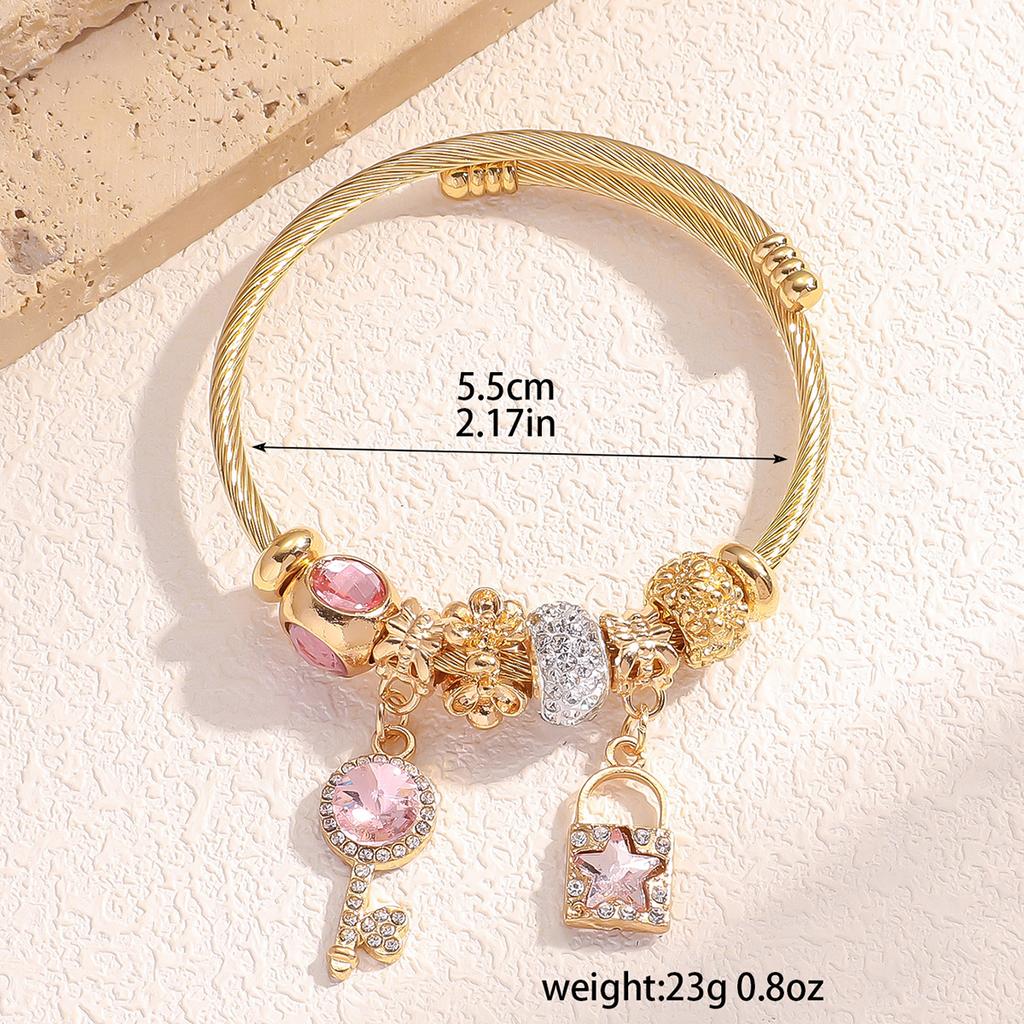 1PC Women's Fashion Pan Family Multi Element Beaded Key Lock Bracelet Bracelet Date Travel Banquet Party Festival Dressing Gift