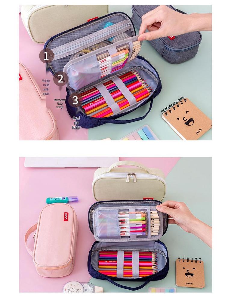 Korejský minimalistický dvouvrstvý penál s velkou kapacitou a vlastním logem