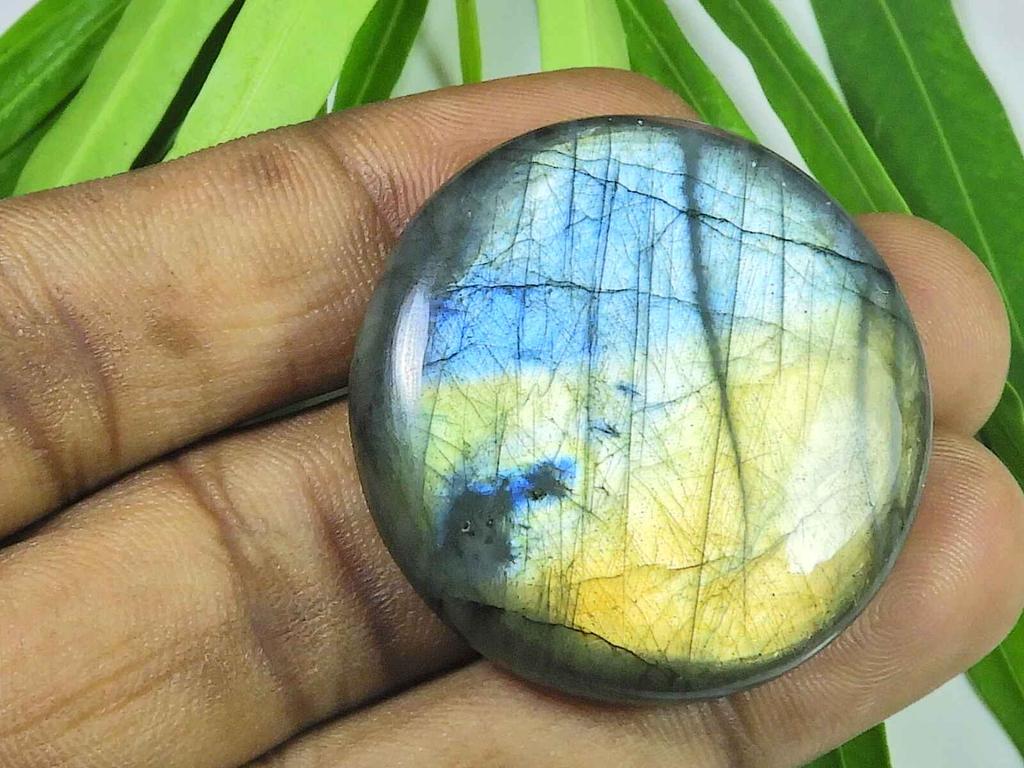 35X24MM Multi Fire Labradorite Round Cabochon Loose Natural Gemstone 93Cts. SK-4009