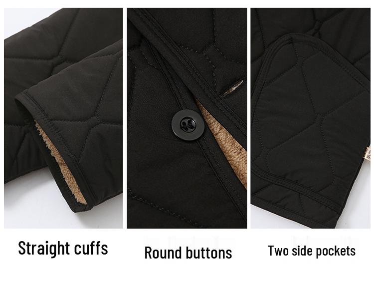 Men's Winter Cotton-Padded Jacket for Seniors - Fleece-Lined, Thickened, Warm, Ideal for Dad or Grandpa