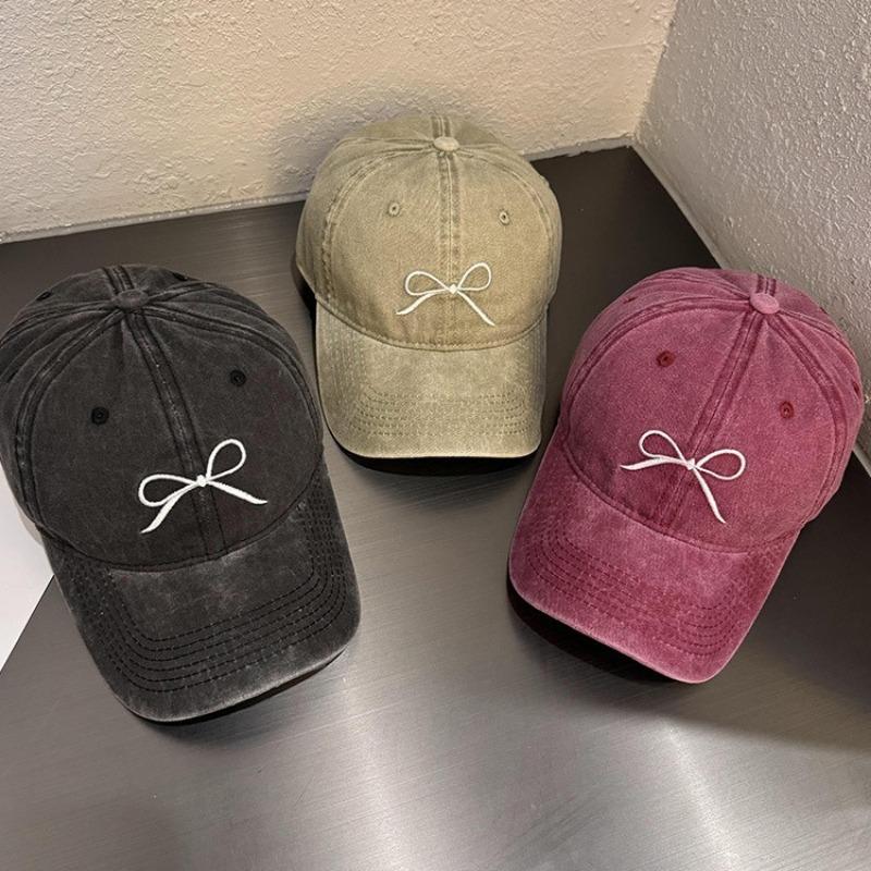 Retro gewaschene Schleife Baseballkappe Damen Sommer neuer Hut graue Kappe
