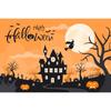 1pc Orenge Halloween Party Backdrop with Gothic Moon Castle Pumpkin Witch Reusable Banner for Halloween Themed Party Decoration