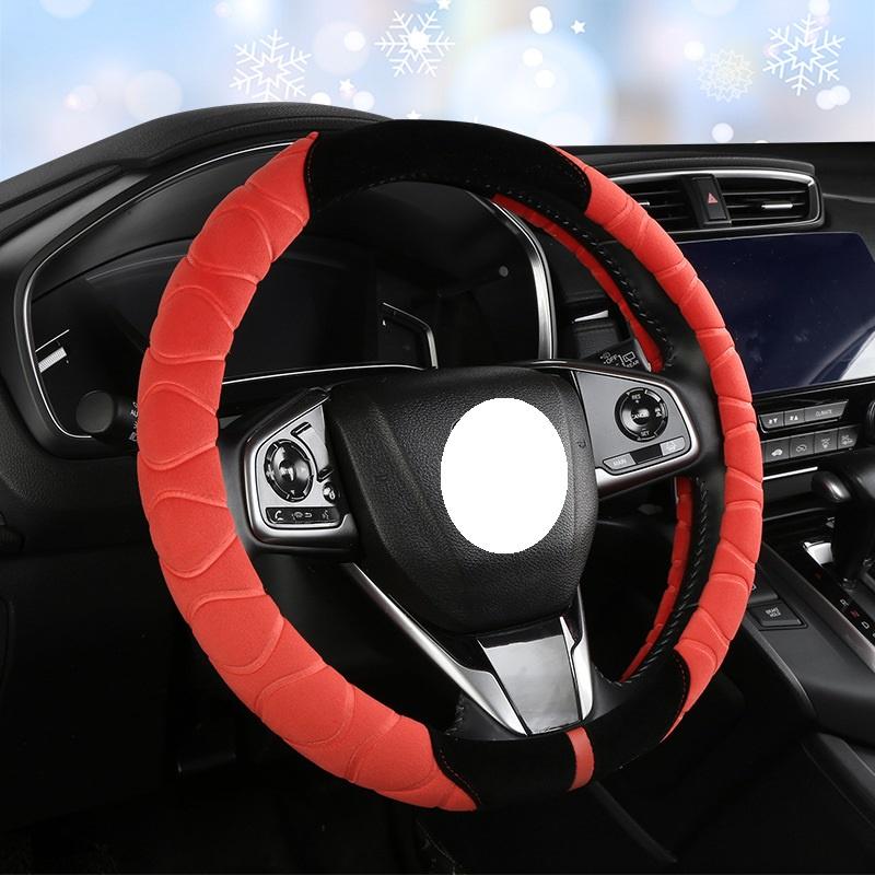 Plush Embossed Design Car Steering Wheel Cover Keep Your Hands Warm And Stylish In Winter