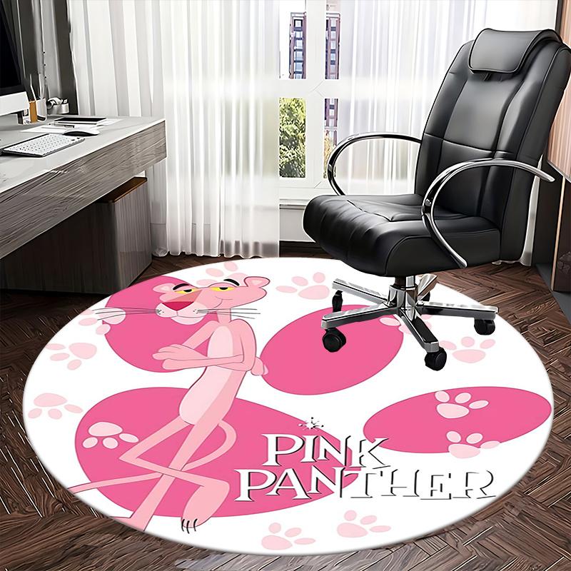 Pink Panther,Footprints Chair mat Round Rug Office carpet, Machine Washable, Non slip, Suitable for Living Rooms, Bedrooms