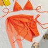 Women's Three Piece Bikini Swimsuit Set with Mesh Cover up CLE
