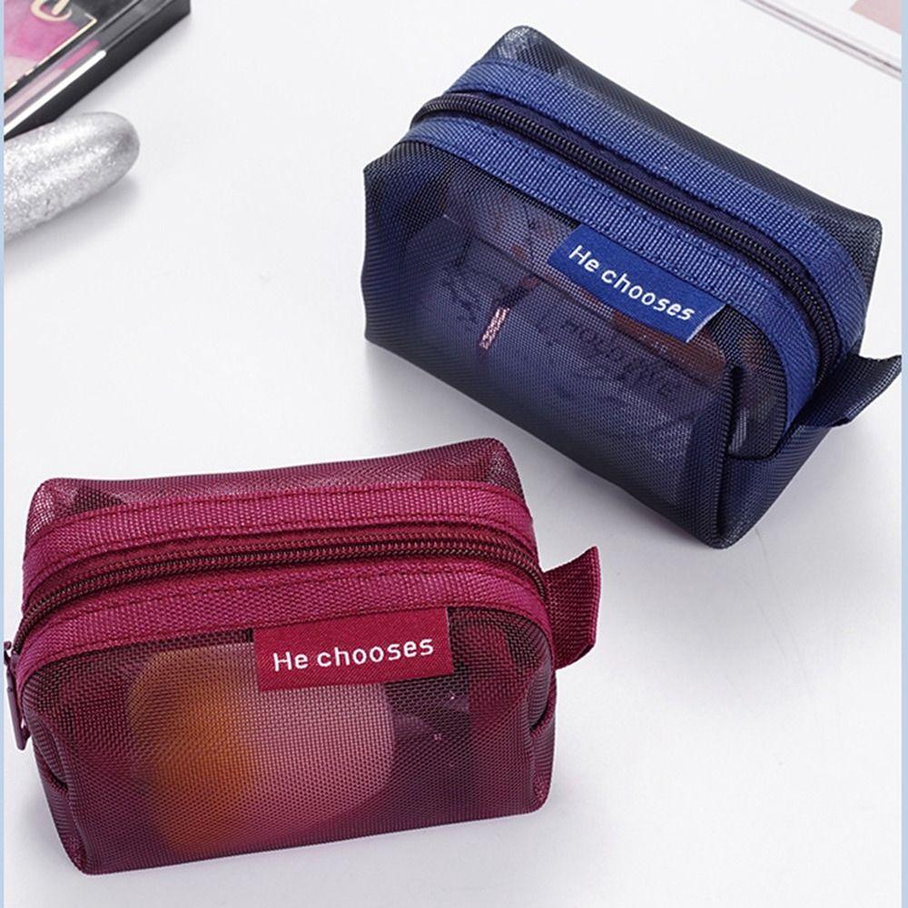 Kosmetiktasche mit großer Kapazität, transparent, Retro-Farbe, Kulturtasche, Netz-Make-up-Tasche, Mädchen