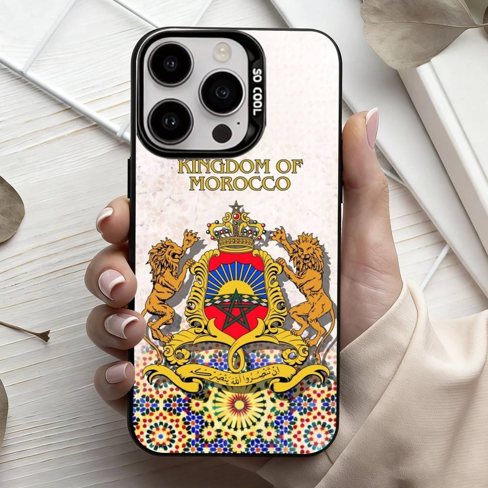 M-Morocco F-Flag Phone Case For iPhone17,16,15,14,13,12,11 Plus,Pro Max Candy Silver Plated Inside Cover