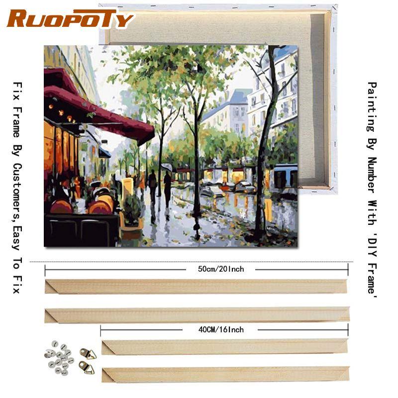 RUOPOTY City and Countryside DIY Painting By Numbers Landscape DIY Frame Oil Painting Modern Wall Art Living Room Decor 40x50cm
