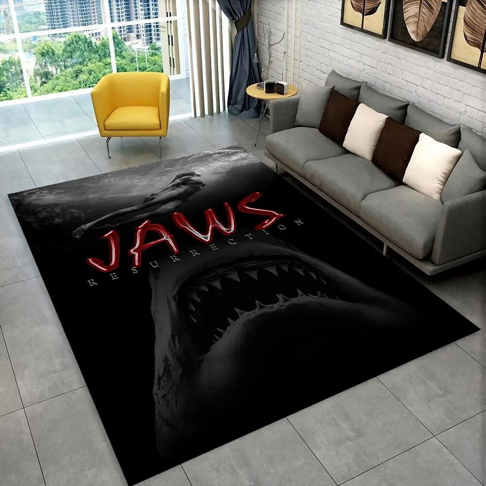 3D Jaws Horror Movie Shark Area Rug,Carpet Rug for Living Room Bedroom Sofa Doormat Decoration,kids Play Non-slip Floor Mat
