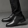 Men's High-Top Cowhide Boots - Autumn/Winter Casual Leather Shoes, Warm Velvet-Lined, Large Size