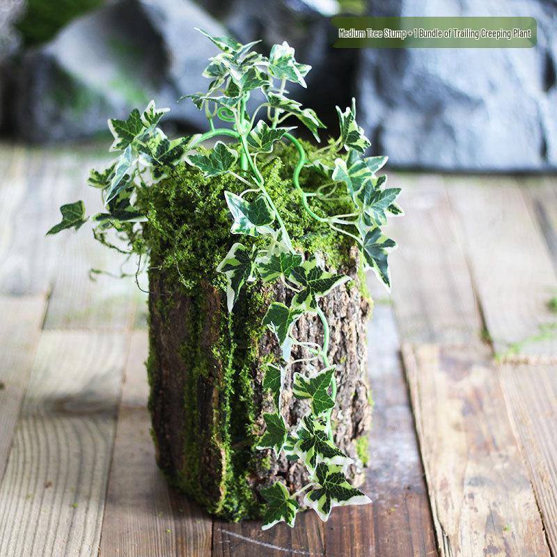 Forest Style Artificial Tree Stump with Moss Bark - Kindergarten and Country Style Decorative Ornament, Perfect for Landscaping or Inserting Flowers.
