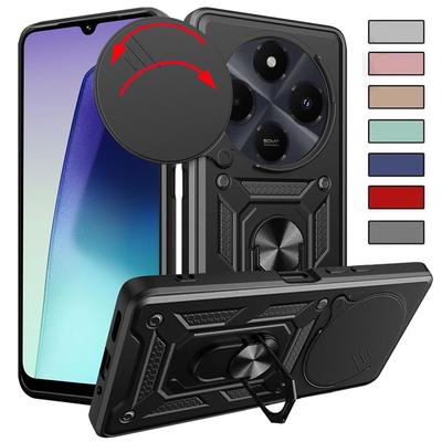 Pouzdro Armor pro Xiaomi Redmi 14C 4G Poco C75, ochranný kryt objektivu s magnetickým držákem a kroužkem