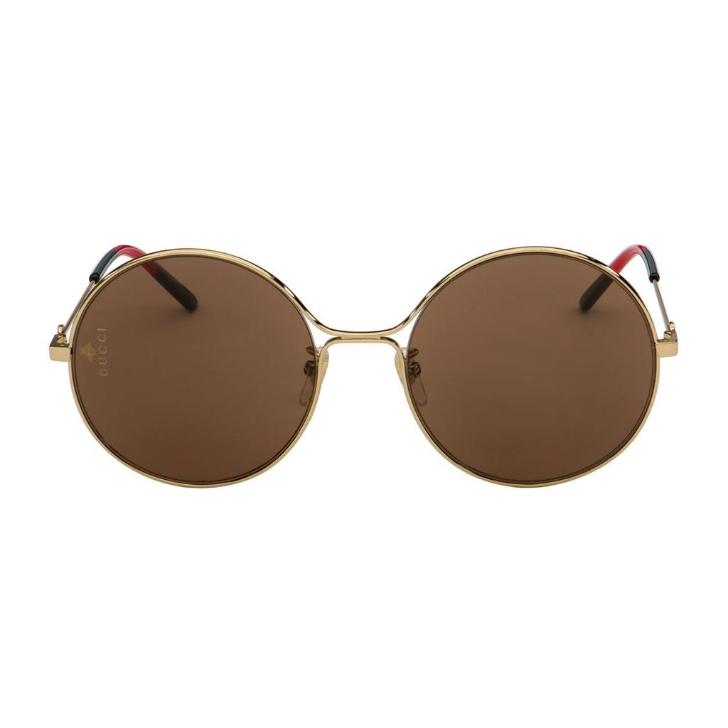 Gucci Retro Brown Lens Round Sunglasses Women Sunglasses GG0395S-002