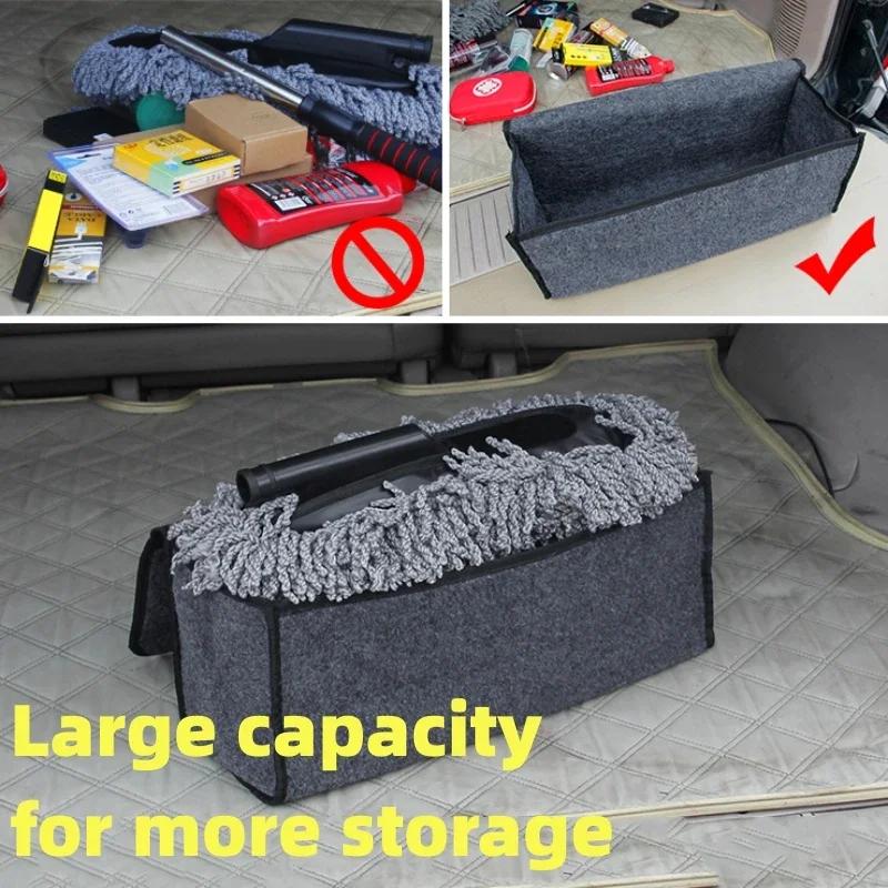 Car Trunk Organizer Soft Felt Storage Box Accessories Large Anti Slip Compartment Boot Storage Organizer Tool Storage Bag