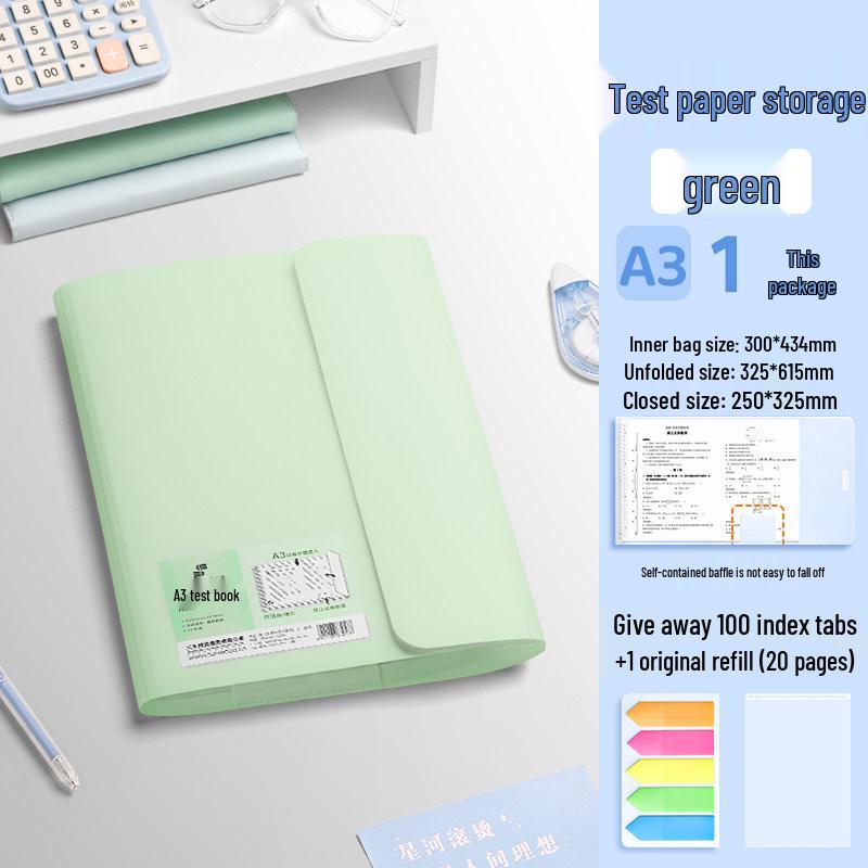 Large Capacity Test Paper Storage Bag with Transparent Insert Pages for Students