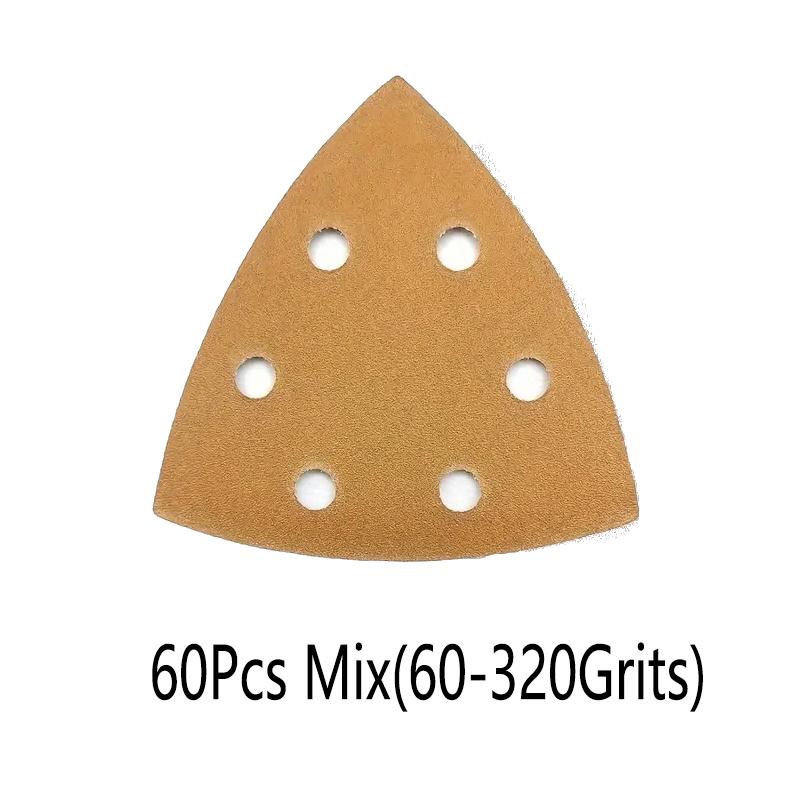 10/60 Stück gelbe Dreieck-Schleifpads Mausschleifpads Schleifpapier mit 6 Löchern 60/80/120/180/240/320 Körnung für Deltaschleifer