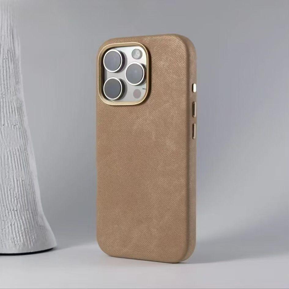 Ultra-fine Fiber Flannel Phone Case for iPhone 16 Pro Max - Fabric PC iPhone Cover with MagSafe Metal Frame Lens for Apple iPhone