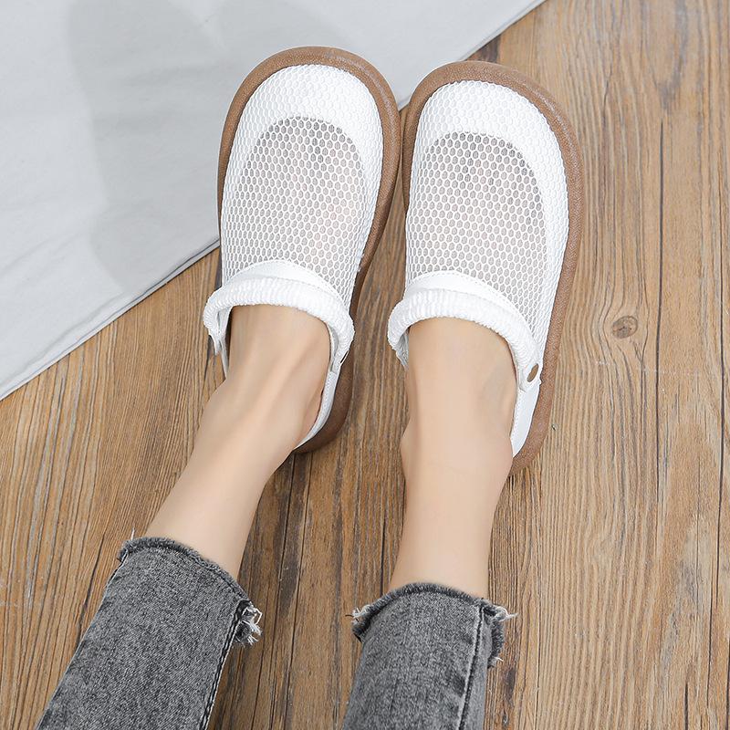 Hot Selling Summer New High Top Flat Round Toe Sandals Artistic Back Zipper Cool Boots Flower Lace Breathable Mesh Women's Shoes