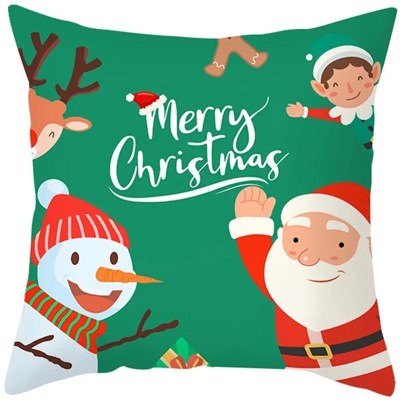 Christmas Cartoon Patterns Throw Pillow Cover With Short Plush Print For Living Room Sofa Decoration Cushion Cover Pillow Covers