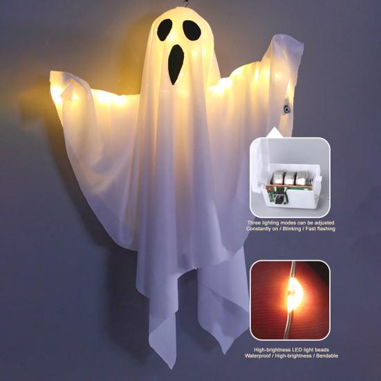 Yousheng Halloween Light Up Hanging Ghost Decoration Spooky LED Ghost Light for Indoor Front Porch Yard Bedroom Decor