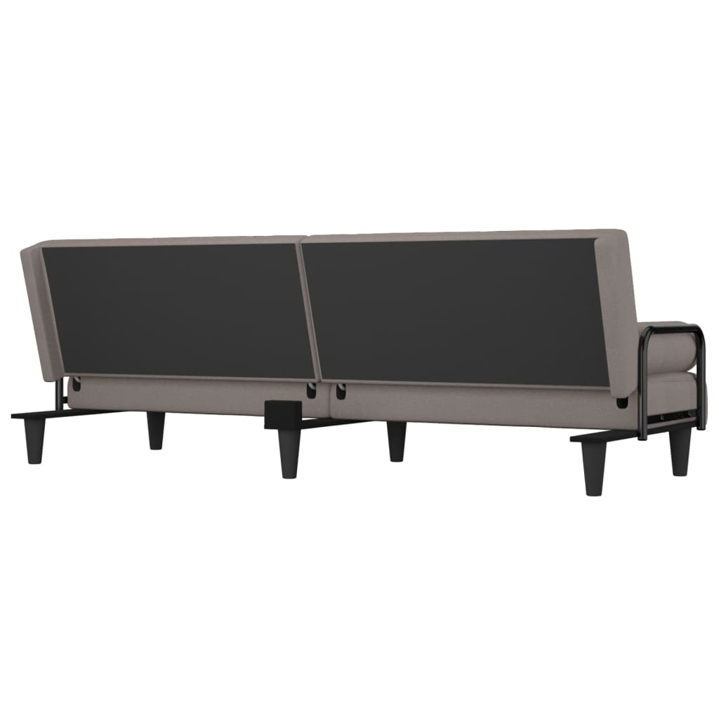 Sofa Bed with Armrests Taupe Fabric
