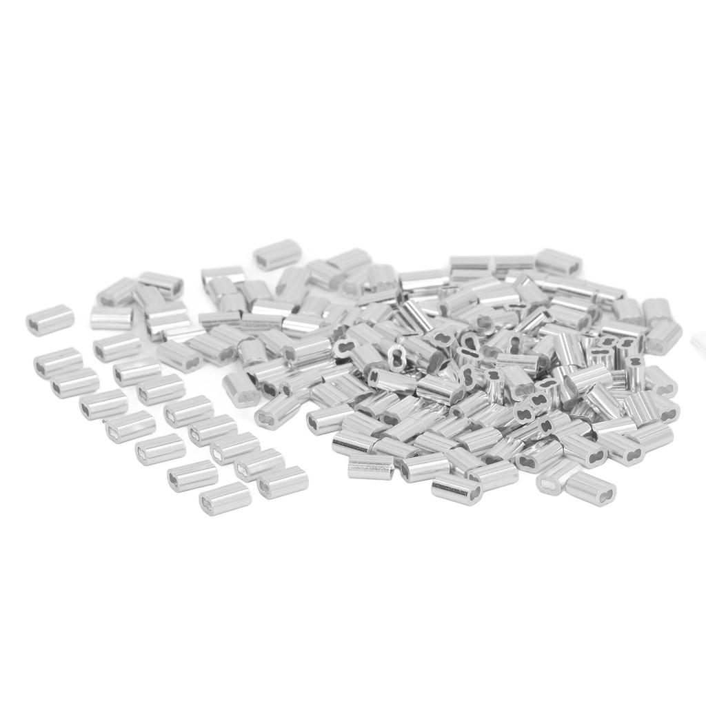 400pcs Fishing Line Connector Sleeves Double Hole Fixation Aluminum Crimping Loop Sleeve for Beauty Salon