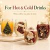 Retro-Stil Feiertagsgeschirr Weihnachts-Glaskunstbecher mit Löffel, Klassischer handbemalter Borosilikat-Design-Becher mit Weihnachtsmann, Rentier, Schneemann, Glasware