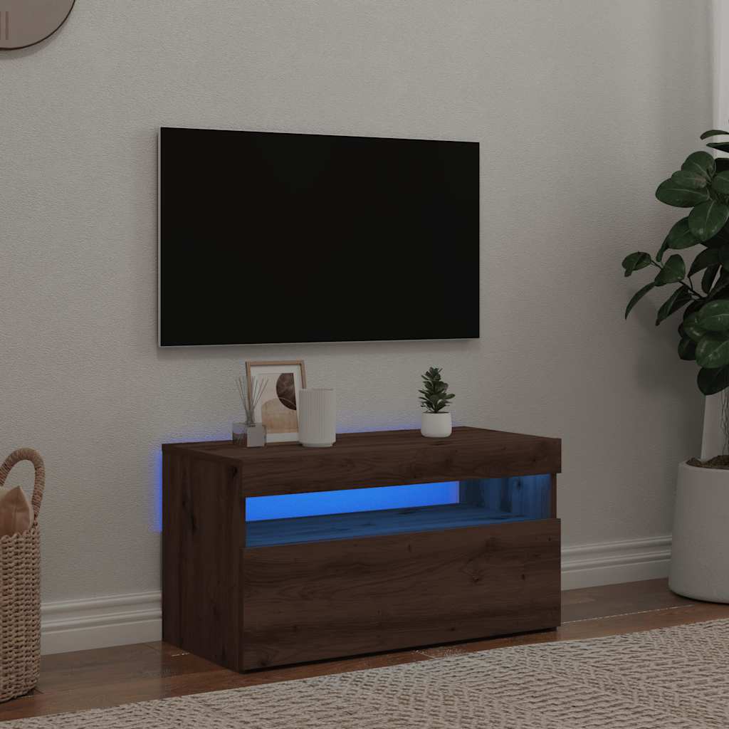 Vidaxl TV-Schrank mit LED-Beleuchtung, Artisan-Eiche, 75x35x40 cm