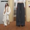 UNIFREE Winter Wide-Leg Belted Casual Trousers