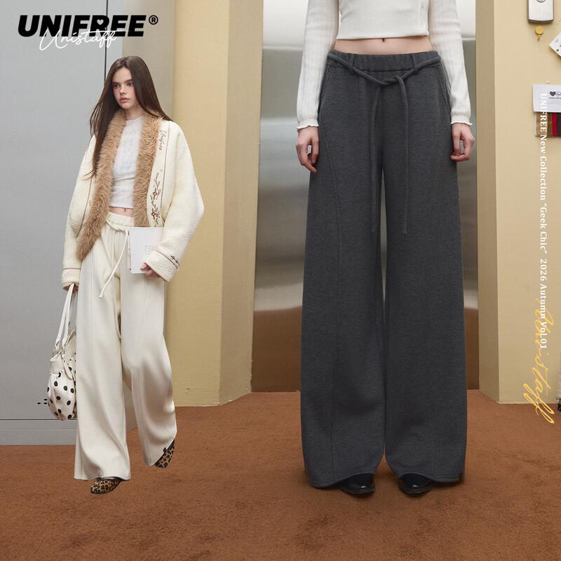 UNIFREE Winter Wide-Leg Belted Casual Trousers
