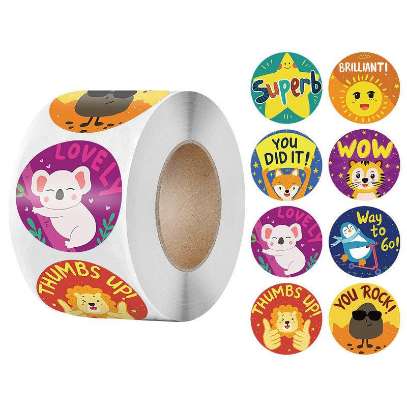 Wholesale New Kids' Motivational Stickers Cute Animal Reward Sticker Friendly Campus Office Classification Self-Adhesive Labe