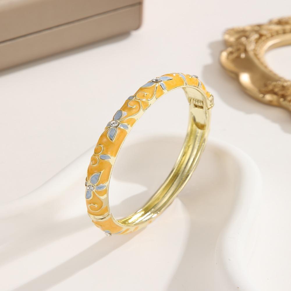 Encrusted Enamel Bracelet Classic Oil Drop Bracelet Enamel Dropped Glaze Bangle Party Jewelry