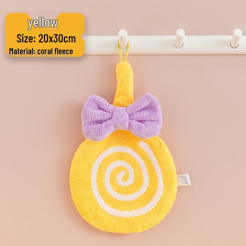 Coral Fleece Absorbent Cartoon Hand Towel - Cute, Hangable, Lint-Free