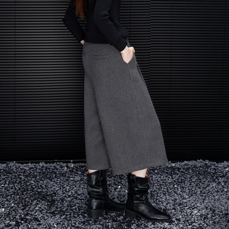 Demana Women's Winter Smart Warm Pleated Wide-Leg Cropped Pants