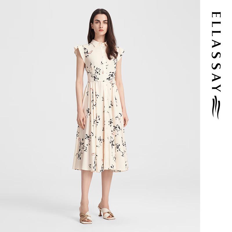 

ELLASSAY Lapel Ruffle Mid-length Dress M