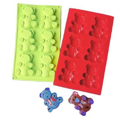 Bear Mold Easy Demolded Non-stick Heat-resistant DIY Silicone 6 Grids Mousse French Ice-cream Jelly Pudding Mold Kitchen Supplies