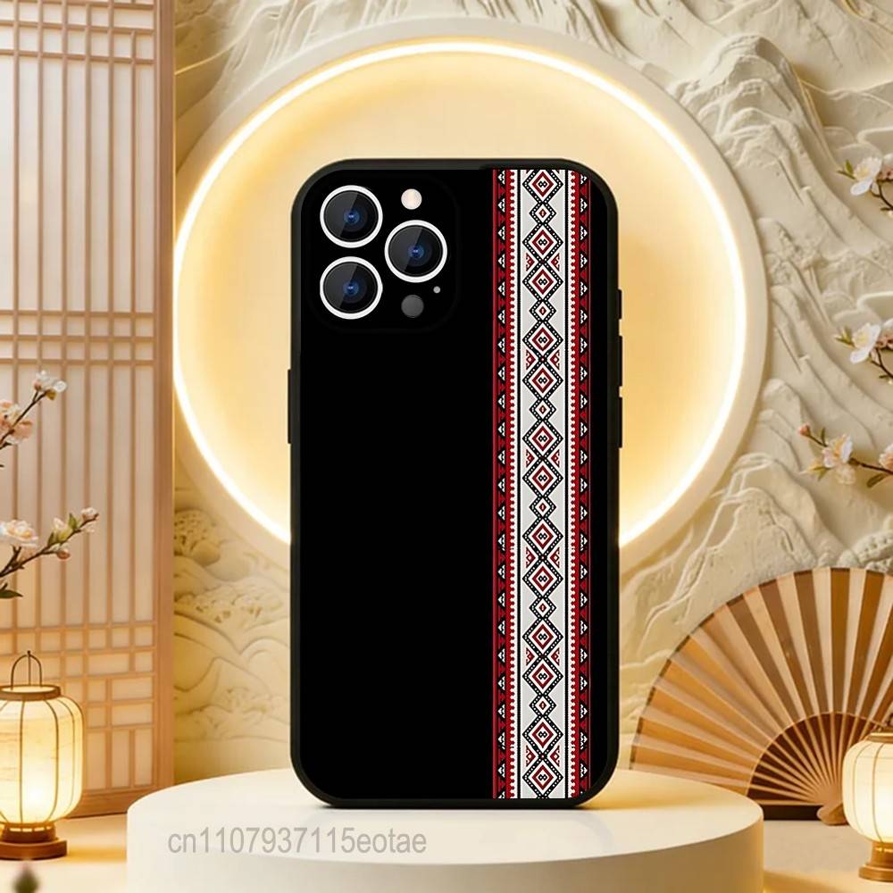 

Vintage U-Ukraine Ornaments Pattern Black Case For iPhone 17 13 14 15 11 16 12 Pro Max Pro Max Plus E Air Mini Phone Cover Shell iPhone16e