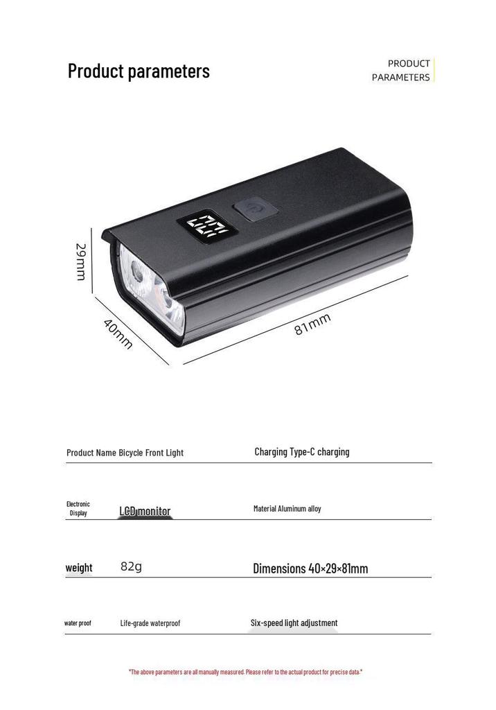 New High-Brightness Aluminum Bicycle Headlight: Waterproof Digital Display Cycling Light for Mountain Bikes