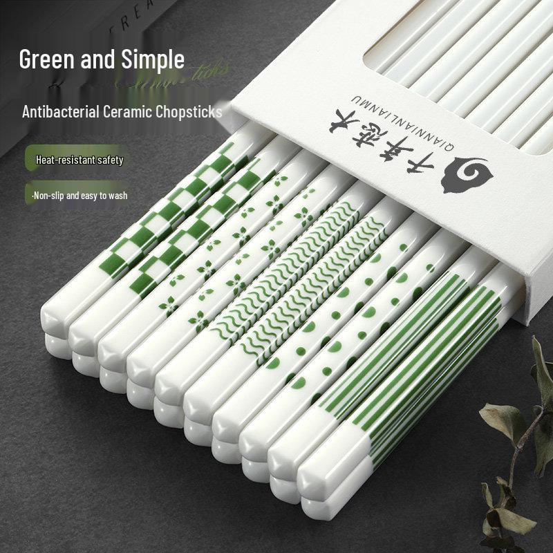 Thousand Year Love Ceramic Chopsticks: Mold-Resistant, Anti-Slip, Durable, Light Luxury for One. Fresh Ceramic Chopsticks 5 Pairs