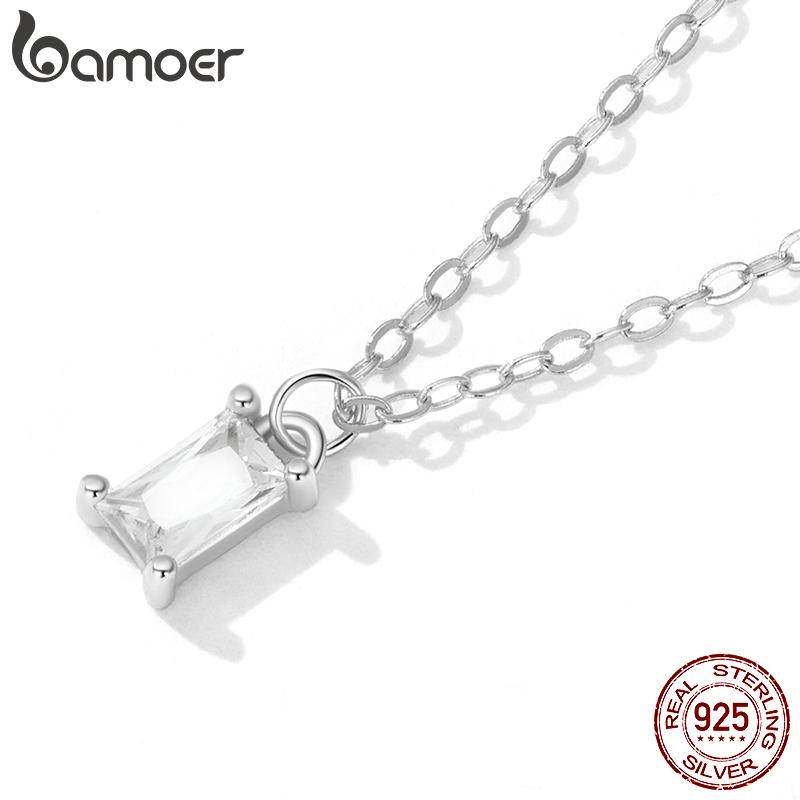 Bamoer 925 sterlingsølv grønn zirkon anheng halskjede for kvinner fine smykker belagt gull lenkekjede kvinner smykker gave