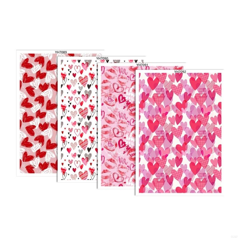 92MF 4Pcs Clay Earring Transfer Paper Valentine Love Heart Transfer Paper Jewelry Making Supply Water Soluble Transfer Paper