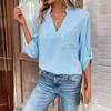 Women's V-neck Pullover Stripe Print Long-sleeved Casual Shirt