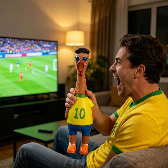 1/2Pcs Football Theme Screaming Chicken Toy, Stress Relief Cartoon Football Star Chick Squeeze Toy, Game Day Cheer Gift for Soccer Fans