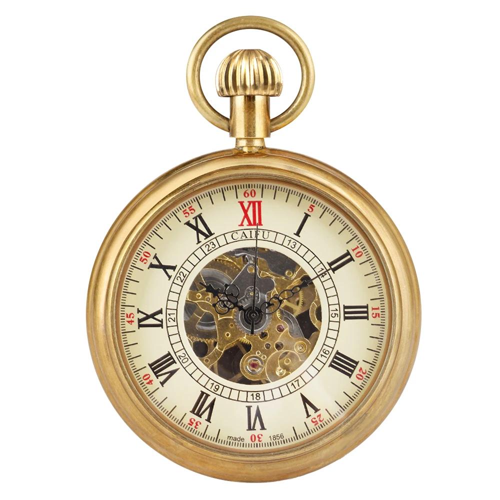 

NEW Gold Capless Mechanical Pocket Watch Vintage Steampunk Mens Hand Wind Chain Watches Half Hunter золотой