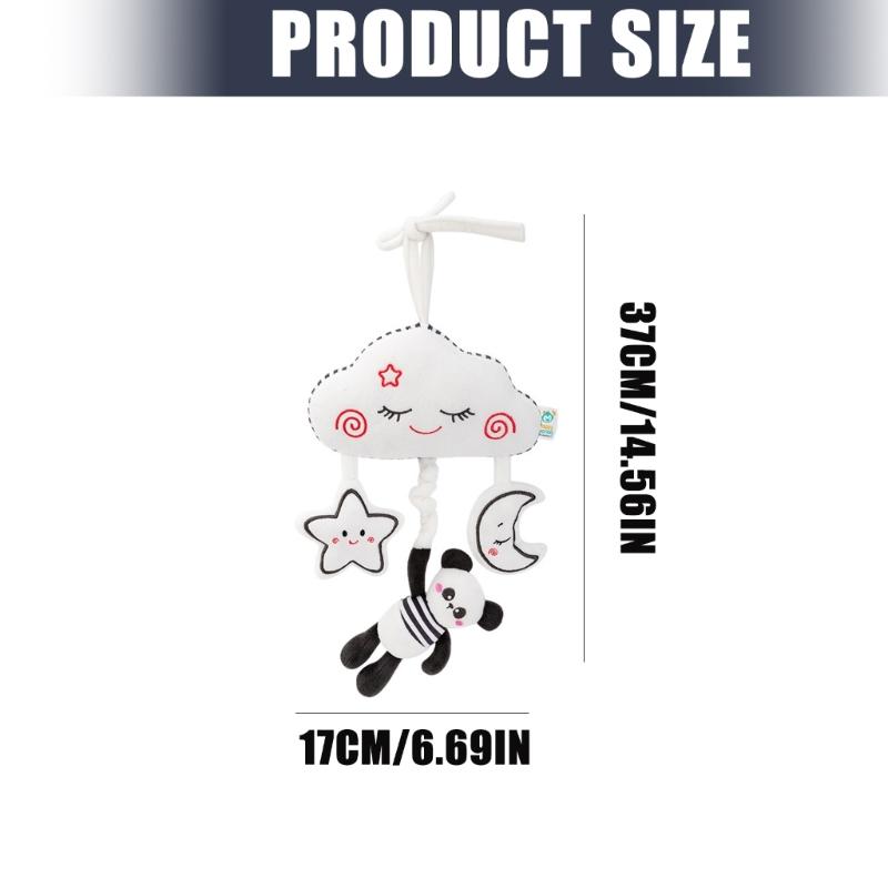 Interactive Baby Stroller Hanger Pull String Mobile Toy with Contrast Color Plush Animal Enhances Early Motor Skill